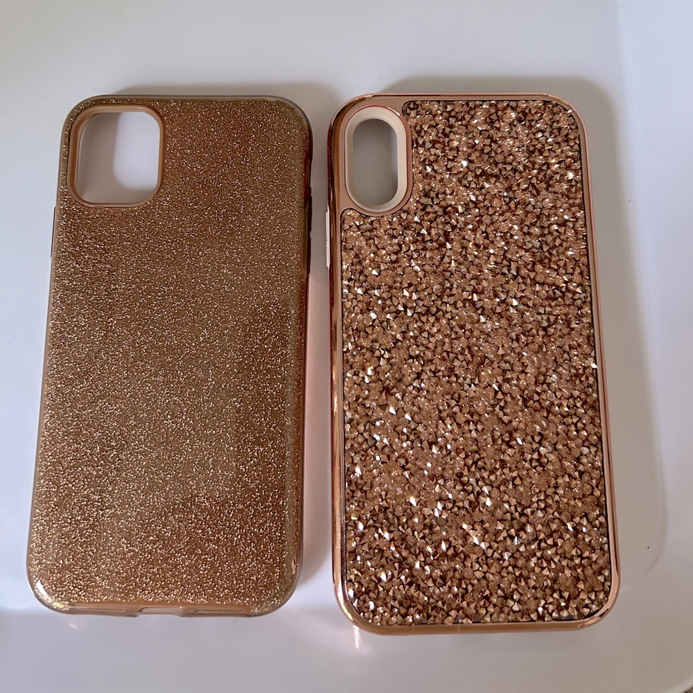 iPhone XR & 11 Cases Rose Gold & Copper Sparkles